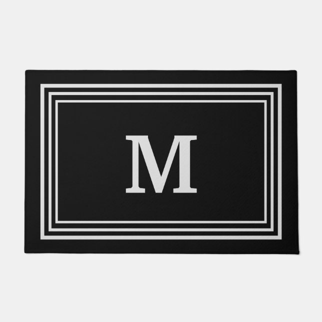 Elegantes graues monogrammiertes Fußmatte (Vorderseite)