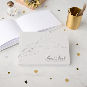 Elegantes graues Pencil geätztes Twig-Brautparty Gästebuch