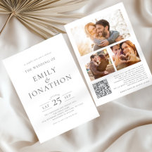 Elegantes Graues Schreiben von 3 Fotos QR Code Hoc