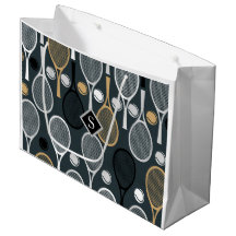 Elegantes, graues Tennisspiel Ball Pattern & Initi