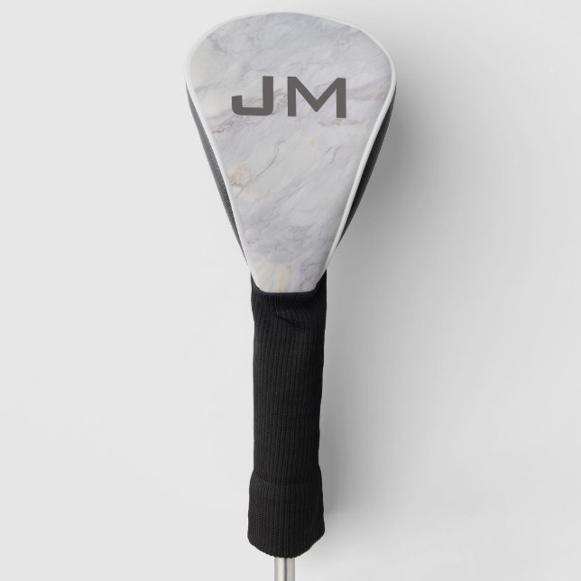 Elegantes graues und beigefarbenes Marmordesign Golf Headcover (Vorderseite)