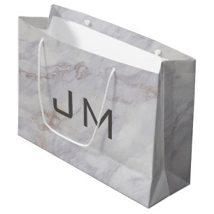 Elegantes graues und beigefarbenes Marmordesign Große Geschenktüte