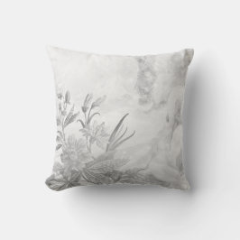Elegantes graues und weißes botanisches Geflecht Kissen