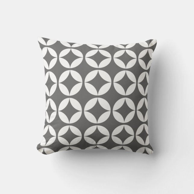 Elegantes graues, weißes geometrisches Muster Kissen (Vorderseite)