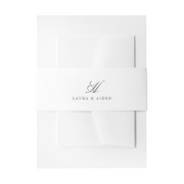 Elegantes Graues weißes Monogramm-Bauchband Einladungsbanderole