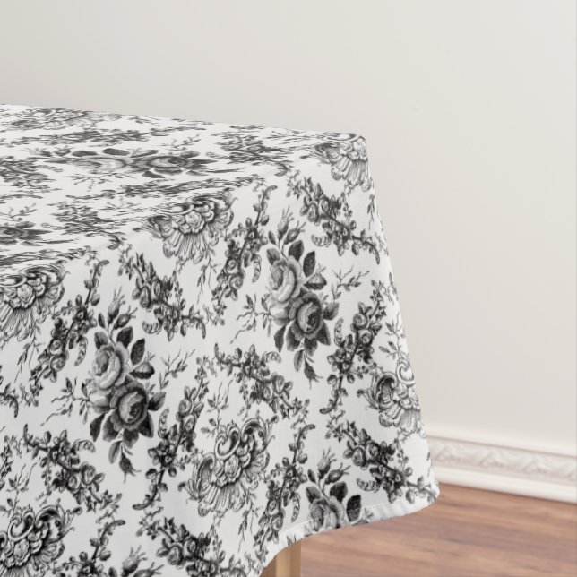 Elegantes, graviertes französisches Schwarzes Flor Tischdecke (Beispiel)