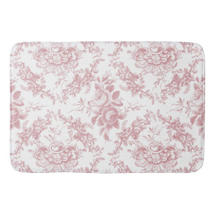 Elegantes graviertes rosa und weißes BlumenToile Badematte