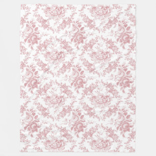 Elegantes graviertes rosa und weißes BlumenToile Fleecedecke