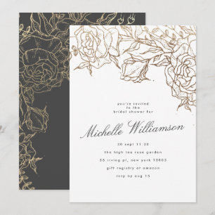 Elegantes Gray Modern Gold Pampas Brautparty Einladung