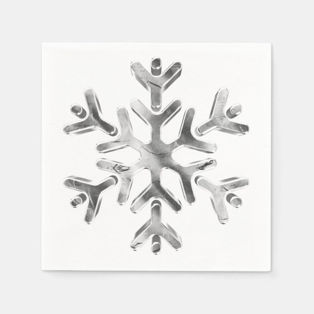 Elegantes Gray Silver Snowflake Winter Party Napki Serviette (Vorderseite)