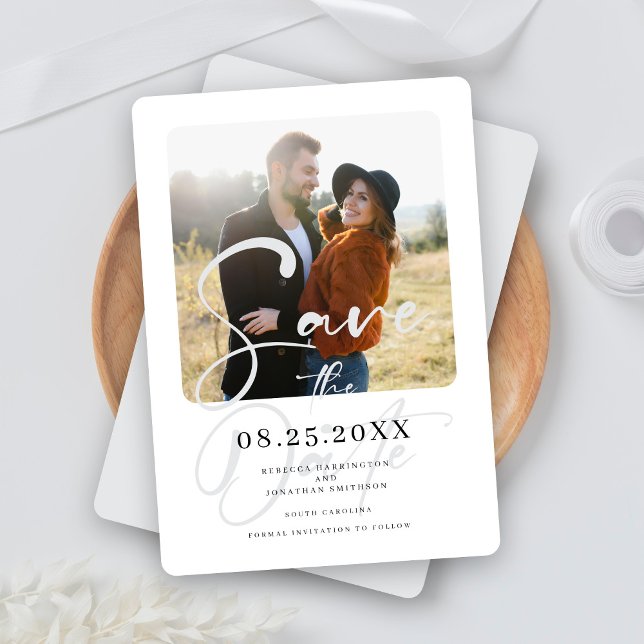 Elegantes Gray Wedding Foto Save the Date (Von Creator hochgeladen)
