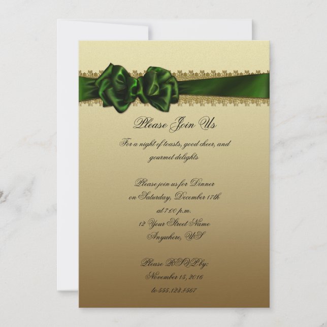 Elegantes Green and Gold Corporate Party Einladung (Vorderseite)