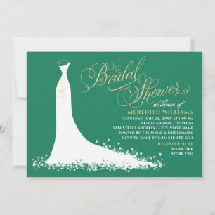 Elegantes Green and Gold Wedding Gown Brautparty Einladung