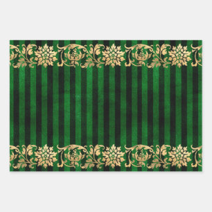 Elegantes Green and Gold Wrapping Paper Geschenkpapier Set