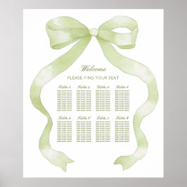 Elegantes Green Bow Seating Chart Poster