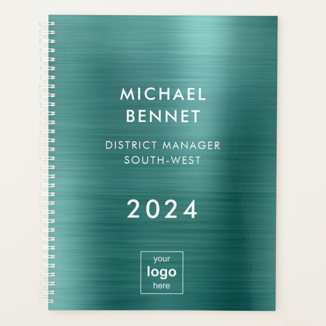 Elegantes Green Business Logo 2024 Planner Planer (Vorderseite)