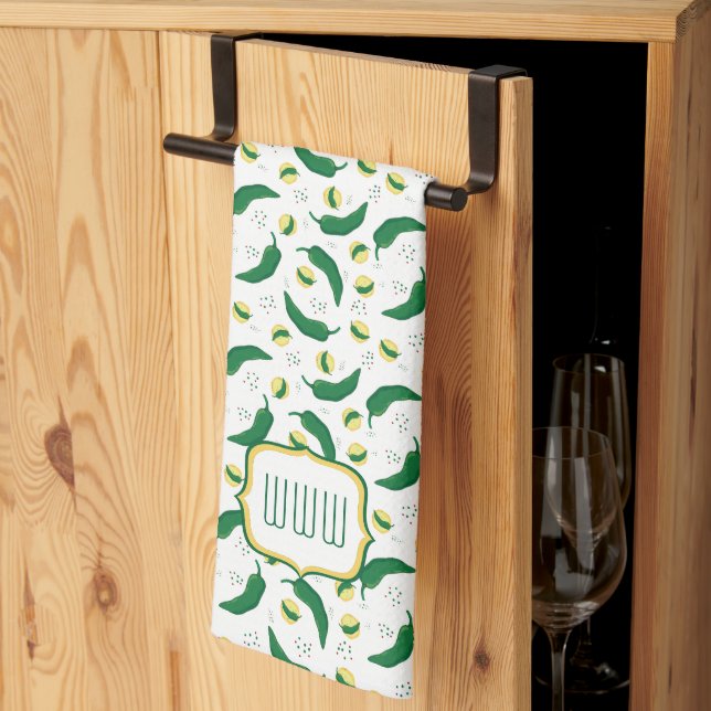 Elegantes Green Chile Muster Geschirrtuch (Drittel gefaltet)