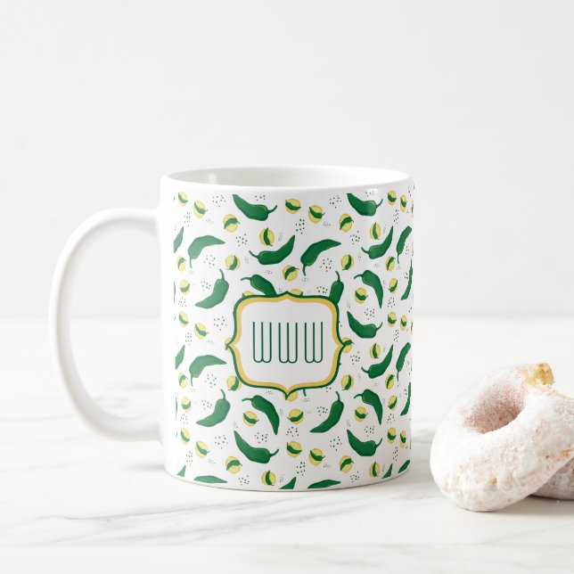 Elegantes Green Chile Muster Kaffeetasse (Mit Donut)