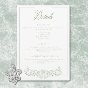 Elegantes Green Chinoiserie Bird Wappen Wedding Begleitkarte