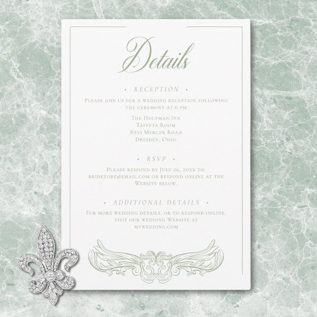 Elegantes Green Chinoiserie Bird Wappen Wedding Begleitkarte (Elegant Green Chinoiserie Bird Crest Wedding Enclosure Card)