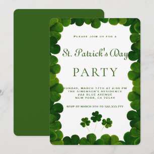 Elegantes Green Clover Frame St.Patrick Party Einladung
