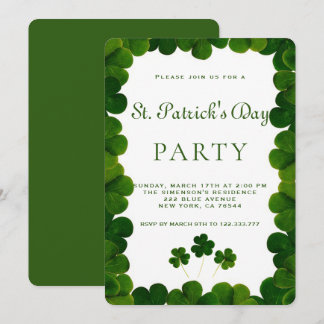 Elegantes Green Clover Frame St.Patrick Party Einladung