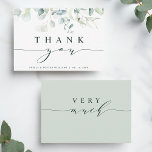Elegantes Green Foliage Dankeschön Card Dankeskarte<br><div class="desc">Dieses Dankeschön-Kartenmaterial enthält gemalte Aquarellnuancen,  botanisches Grün und hellblaue Blätter mit moderner Kalligraphie. Ideal für Hochzeiten,  Geburtstage,  Abschlüsse und andere Veranstaltungen.</div>