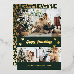 Elegantes Green Foto Happy Pawlidays Gold Folien Feiertagskarte