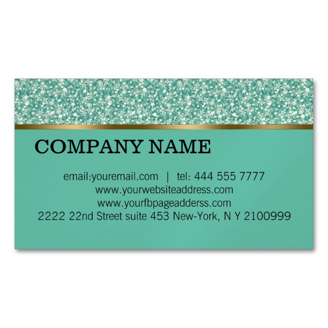 Elegantes Green Glitzer Muster Magnetische Visitenkarte (Vorderseite)
