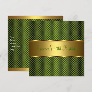 Elegantes Green Gold 40. Geburtstag Party Einladung