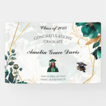Elegantes Green & Gold Abschluss Banner