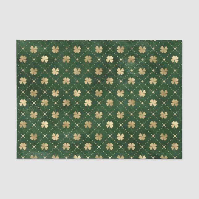 Elegantes Green Gold Clover Seidenpapier (Vorderseite)