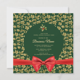Elegantes Green Gold Floral Christmas Business Par Einladung