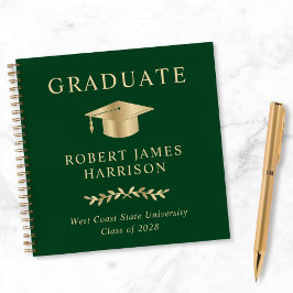 Elegantes Green Gold Graduation Party Gästebuch Notizbuch