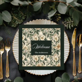 Elegantes Green Gold Napkins Personalisiertes Tabl Serviette