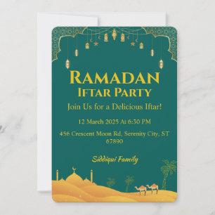 Elegantes Green Gold Ramadan Iftar Party Einladung