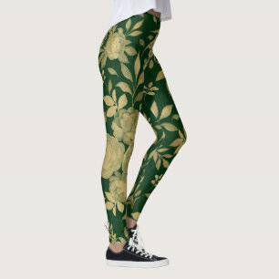 Elegantes Green Gold Rose Blumendesign Leggings