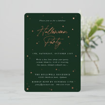 Elegantes Green+Gold Scattered Stars Halloween-Par