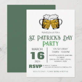 Elegantes Green Kleeblatt St. Patrick's Day Party Einladung