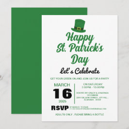 Elegantes Green Kleeblatt St. Patrick's Day Party Einladung
