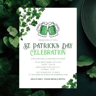Elegantes Green Kleeblatt St. Patrick's Day Party Einladung
