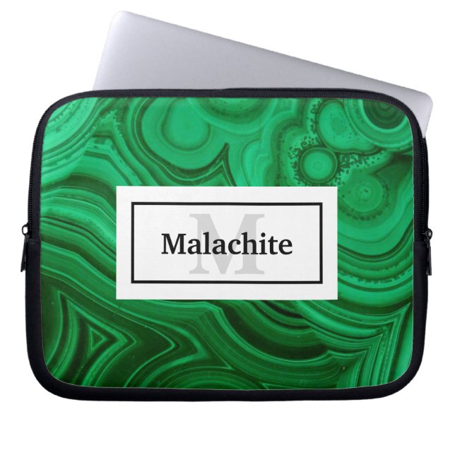 Elegantes Green Malachite Rock Design Laptopschutzhülle (Vorderseite)