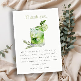 Elegantes Green Margarita Cocktail Brautparty Dankeskarte
