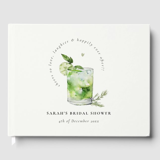 Elegantes Green Margarita Cocktail Brautparty Gästebuch (Vorderseite)