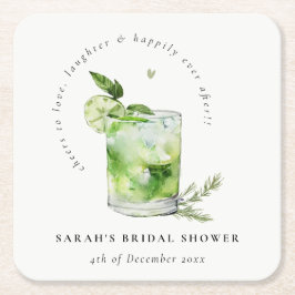 Elegantes Green Margarita Cocktail Brautparty Rechteckiger Pappuntersetzer