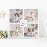 Elegantes Green Merry & Bright 4 Foto Feiertagskarte<br><div class="desc">Einfache und elegante Urlaubskarte mit individuellem Foto auf der Rückseite. Für eine weiter gehende Anpassung dieses Designs,  klicken Sie bitte auf den Link Weitere anpassen,  um den Schriftart,  Größe,  Farbe,  etc. zu ändern.</div>