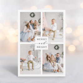 Elegantes Green Merry & Bright 4 Foto Feiertagskarte