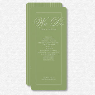 Elegantes Green Pinstripe Hochzeitsprogramm