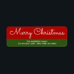 Elegantes Green Red Christmas Return Address Label<br><div class="desc">Elegantes Green Red Christmas Return Address Label . Rote und grüne Farbe Hintergrund der traditionellen Weihnachtsferien Einfach Ihre eigenen Details hinzufügen,  um eine lustige personalisierte Adresse Etikett für den Urlaub.</div>