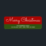 Elegantes Green Red Christmas Return Address Label<br><div class="desc">Elegantes Green Red Christmas Return Address Label . Rote und grüne Farbe Hintergrund der traditionellen Weihnachtsferien Einfach Ihre eigenen Details hinzufügen,  um eine lustige personalisierte Adresse Etikett für den Urlaub.</div>